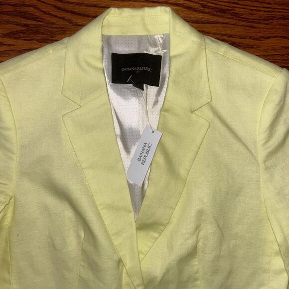 NWT Banana Republic Butter Yellow Linen Blend Blazer Size 2 Preppy Academia Twee - Picture 6 of 13